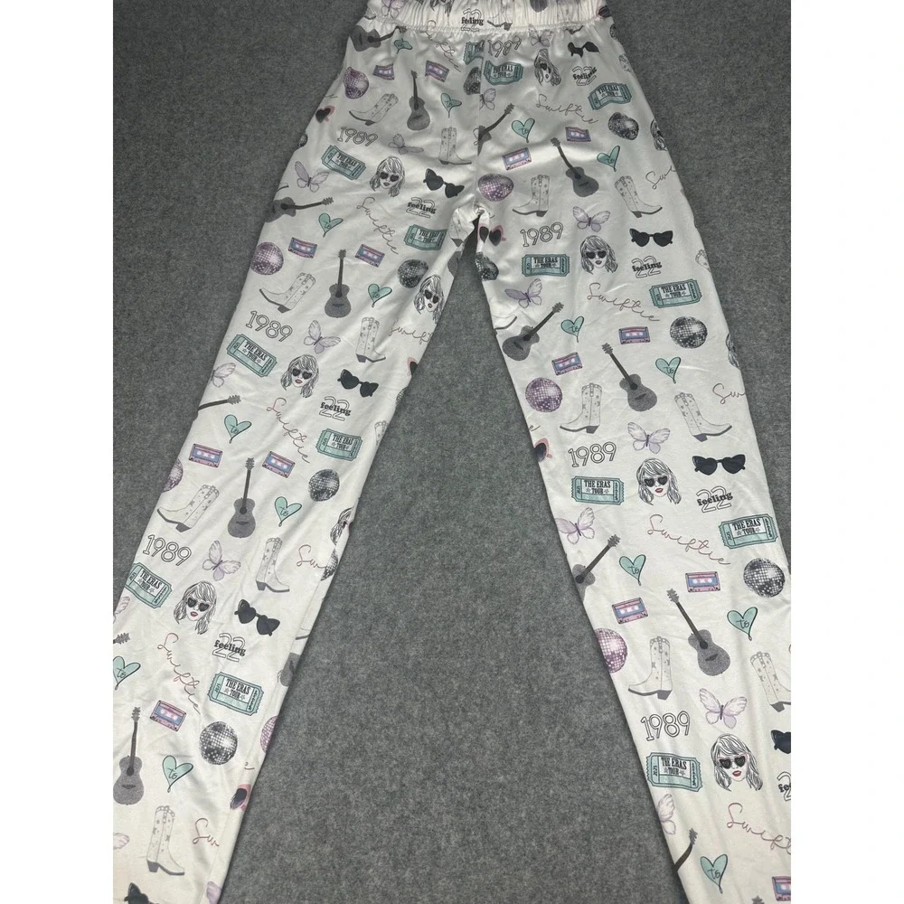 Swiftie Eras‎ Tour Pajama Pants Women Small Disco Boot Guitar Butterfly Print